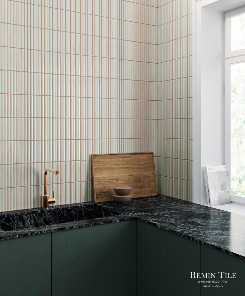 類馬賽克 陶之雫 32×62.5 綠色 餐廳壁磚 廚房壁磚