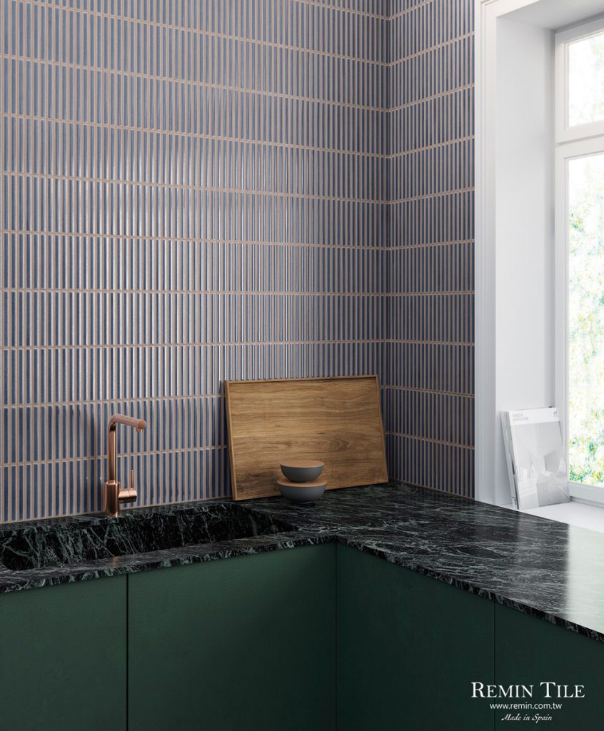 類馬賽克 陶之雫 32×62.5 藍色 餐廳壁磚 廚房壁磚