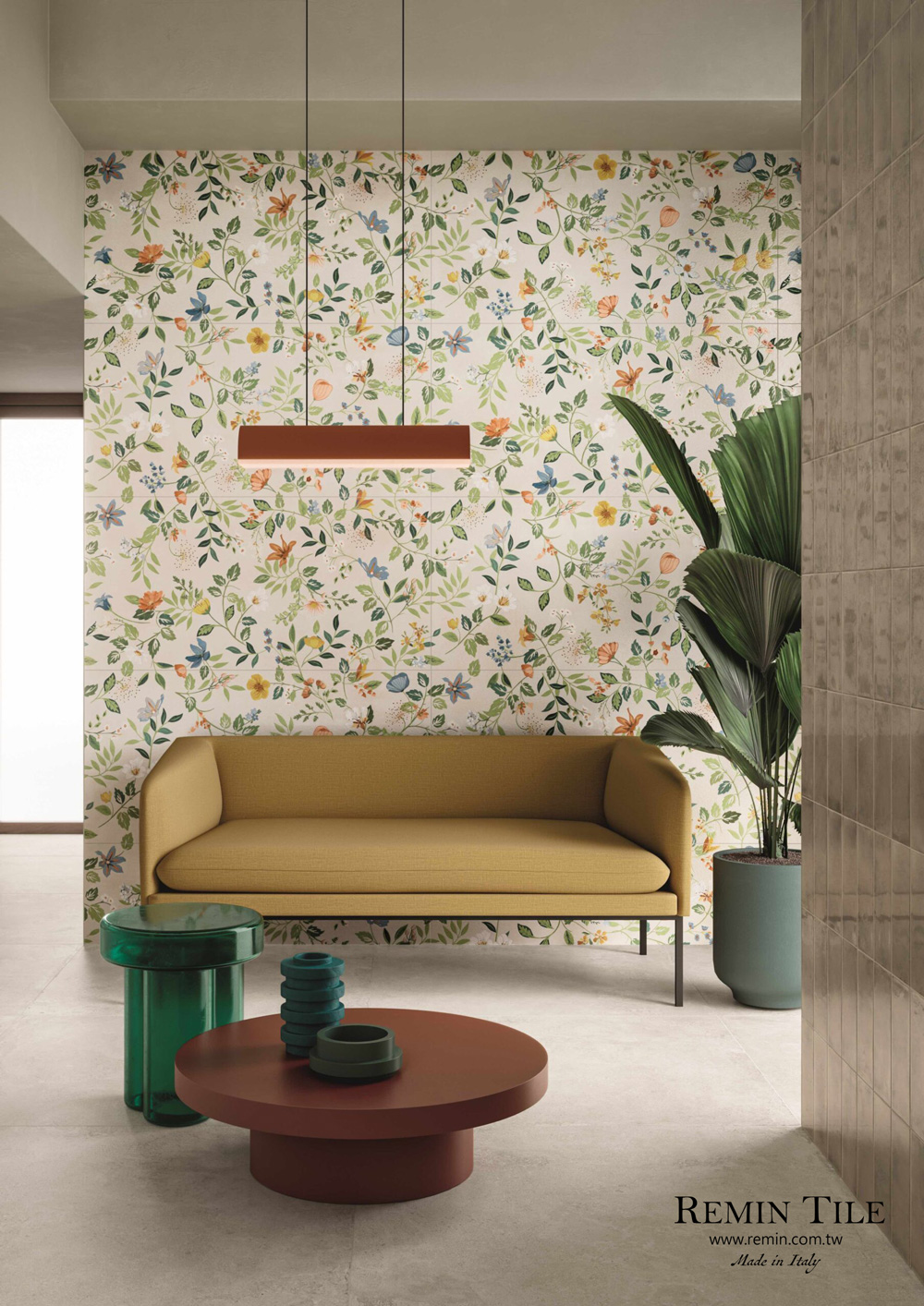 大花磚 奇幻之境 60×120㎝ 連紋花磚 義大利 客廳壁磚 白色