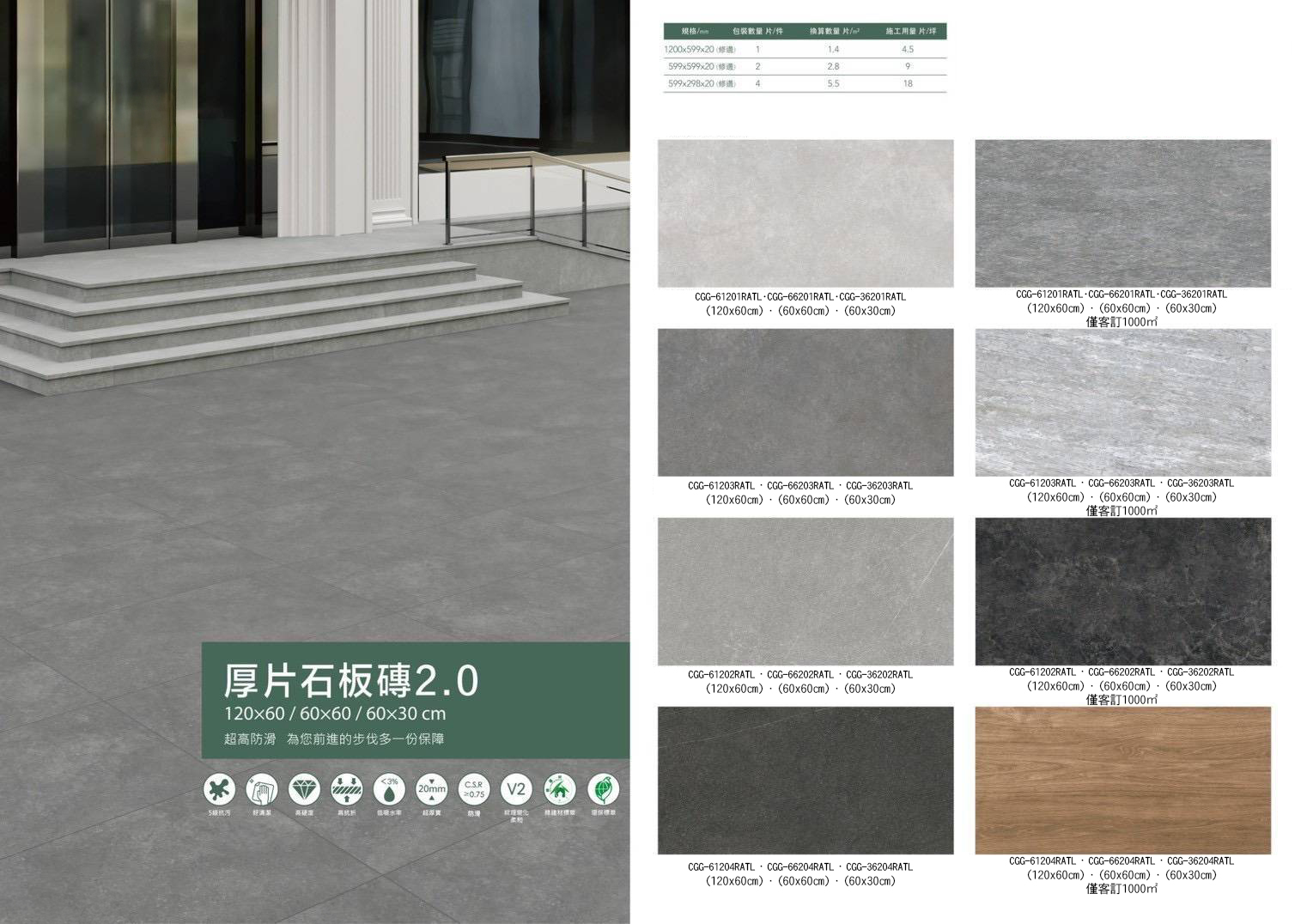 綠建材 厚磚 30×60 60×60 60×120 止滑磚 架高地板 台灣製