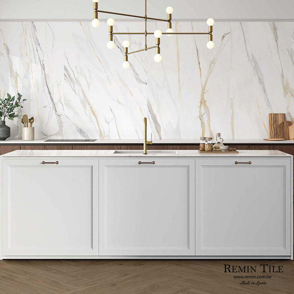 盧貝里 亮面大理石紋磚 西班牙 60×120 石英磚 白底棕紋 餐廳壁磚