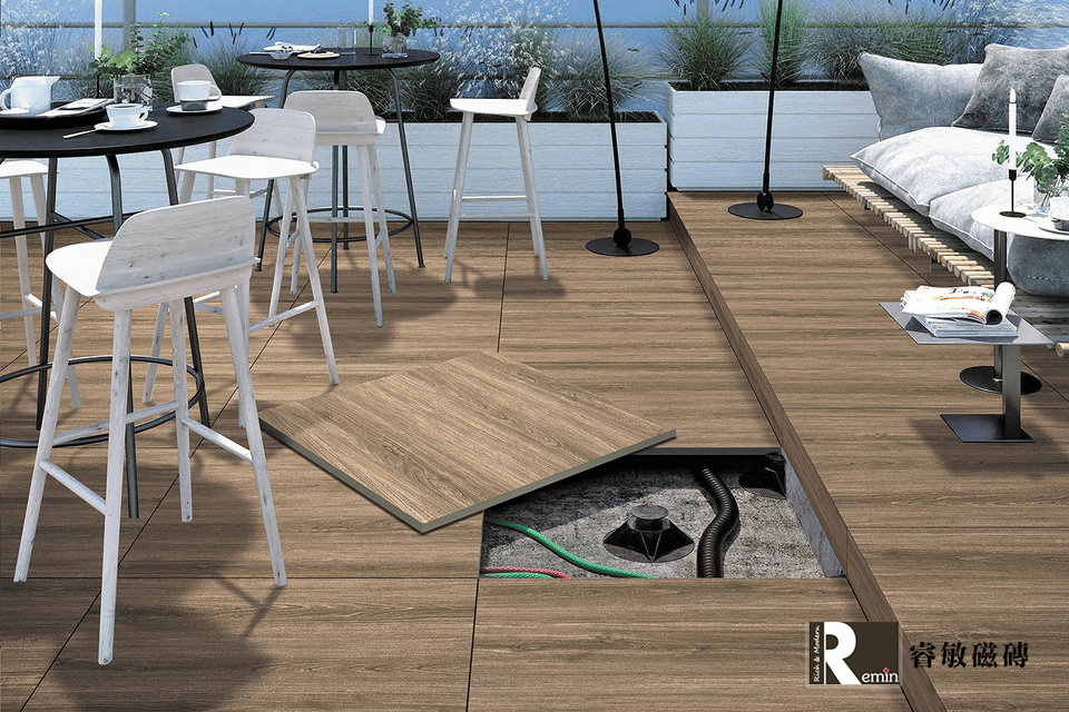 屋頂地磚 陽台地磚 架高地磚 戶外地磚 中庭地磚 防滑厚磚 止滑厚磚 木紋厚磚