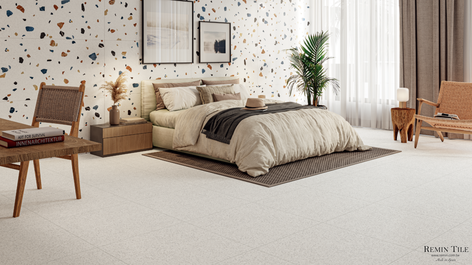 彩色水磨石磚 霧白彩石 30*100 60*60 60*120 100*100 臥室壁磚 臥室地磚