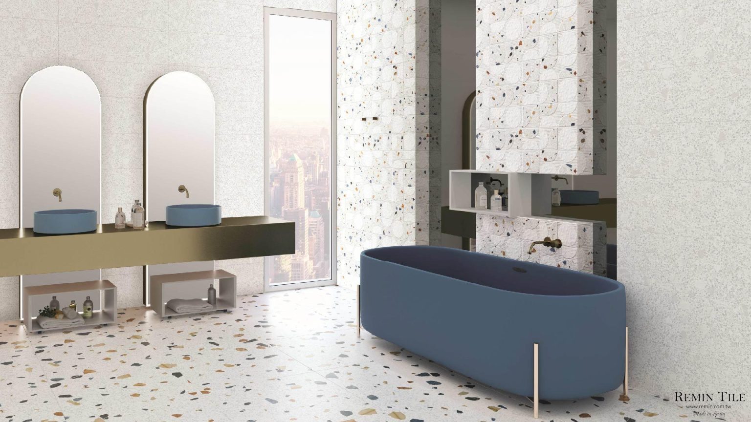 彩色水磨石磚 霧白彩石 30*100 60*60 60*120 100*100 浴室壁磚 浴室地磚 立體磚