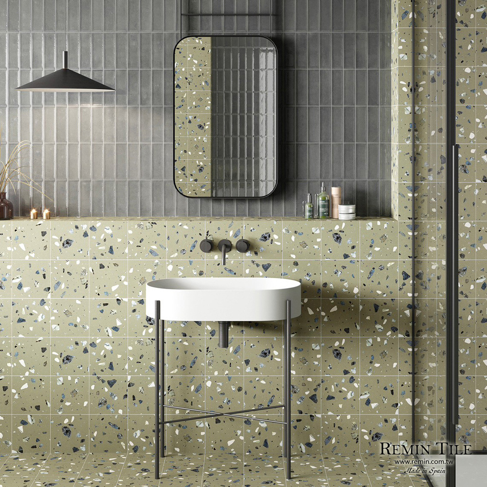 泰瑞莎 水磨石磚｜西班牙20×20石英磚｜貝殼花地磚壁磚白灰綠3色