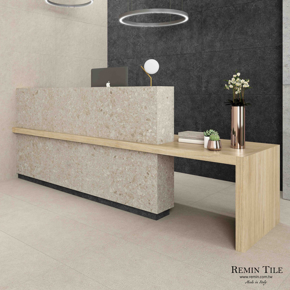 河石 霧面水磨石磚｜西班牙60×120石英磚｜地磚壁磚白米灰4色