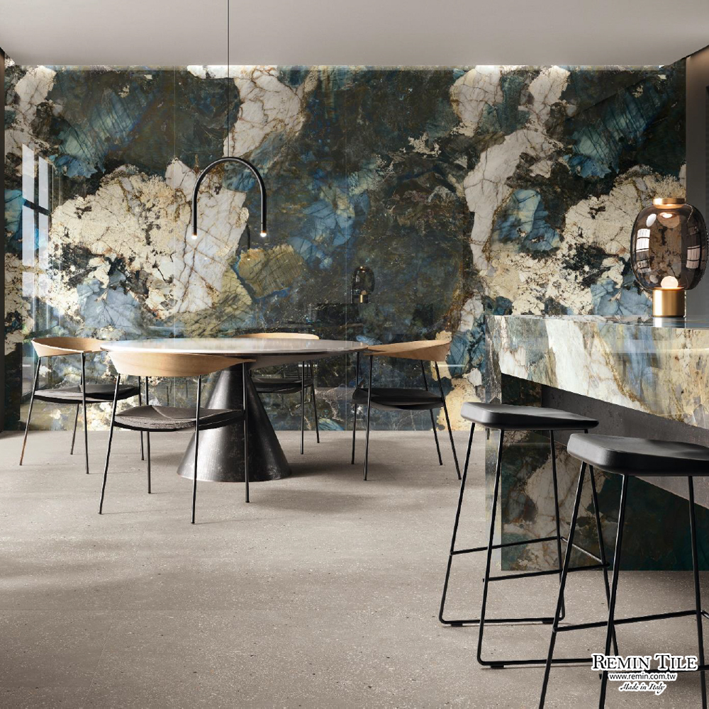 哥倫布 亮面大板磚｜義大利120×280石英磚｜藍色奢石壁磚