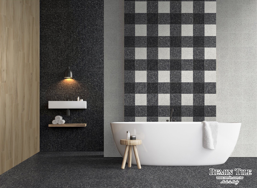 亞霍 磨石磚 21.6×21.6 黑色 灰色 浴室壁磚 浴室地磚