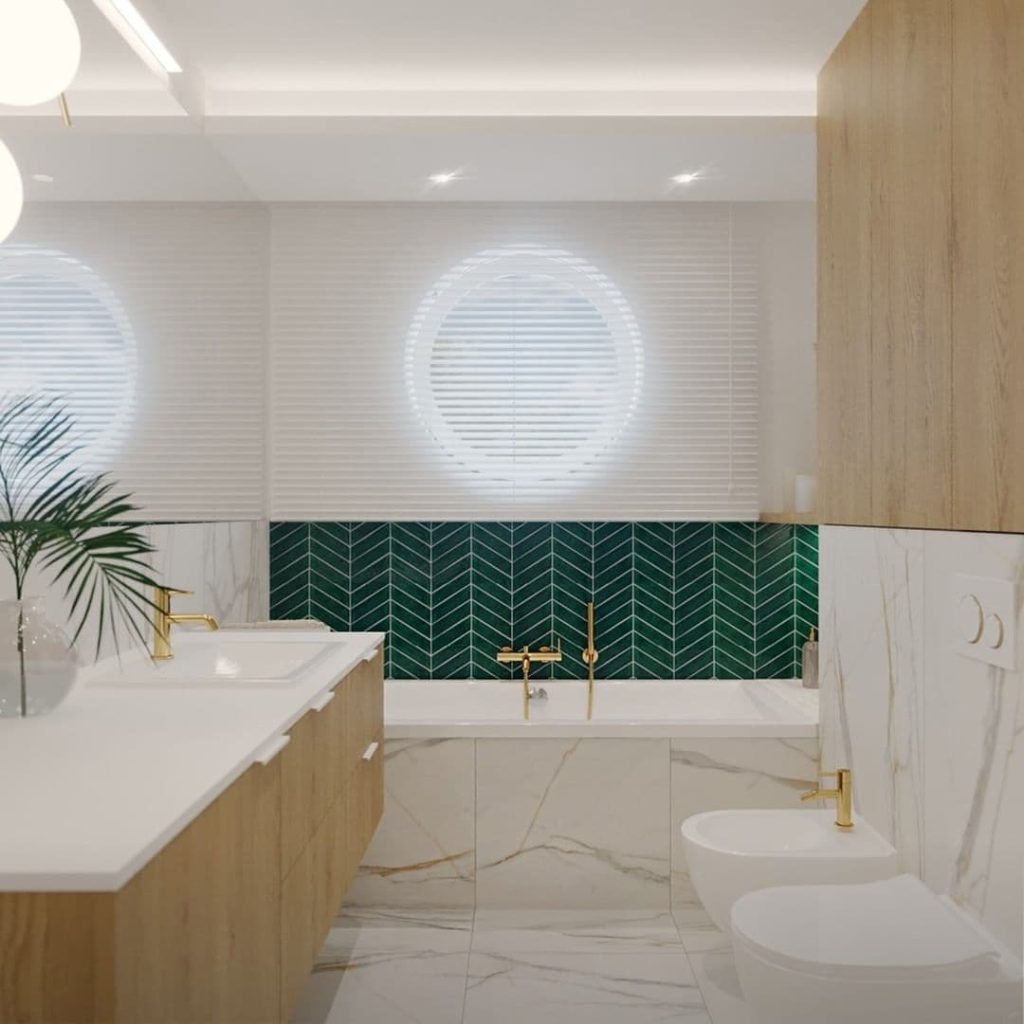 輕奢 箭型馬賽克 進口 31.9×22.2 石英磚 浴室壁磚 綠色