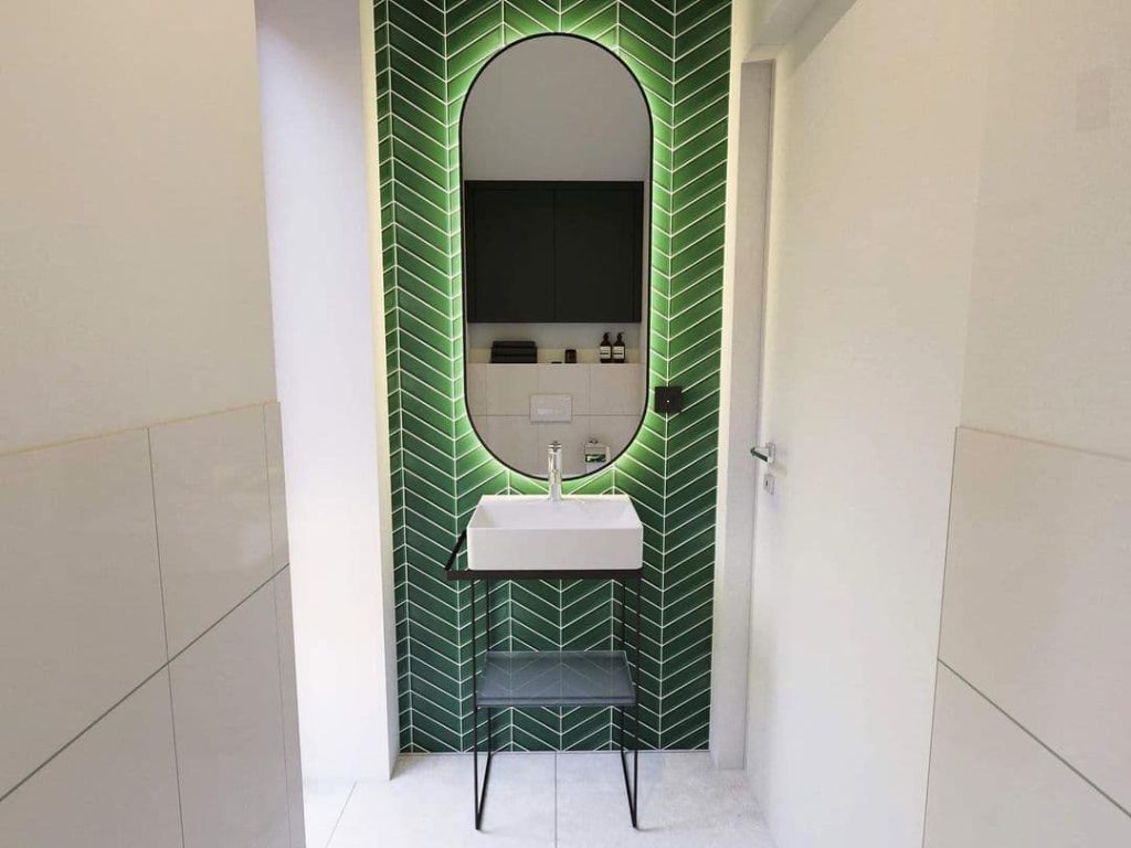 輕奢 箭型馬賽克 進口 31.9×22.2 石英磚 浴室壁磚 綠色