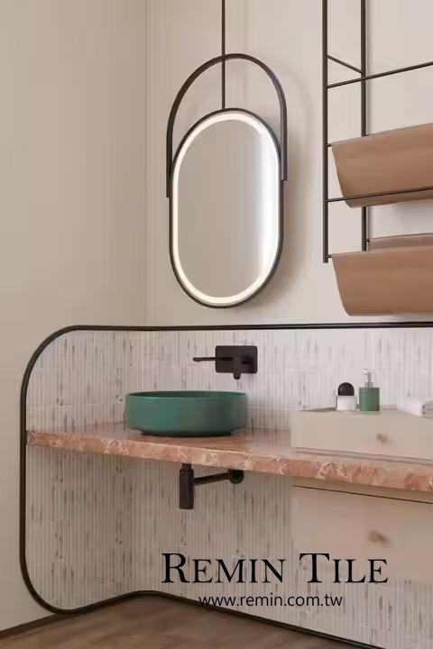 奇巧 細條馬賽克 進口 2.2×14.5 石英磚 窯變 大理石紋 浴室壁磚 白色