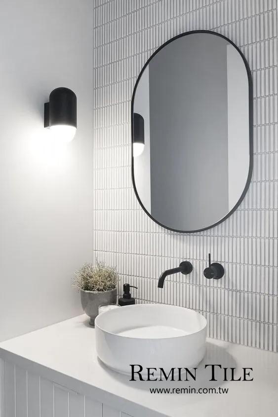 亮面細條窯變馬賽克 進口 9.2×1.2 石英磚 和風壁磚 亮白色 浴室壁磚