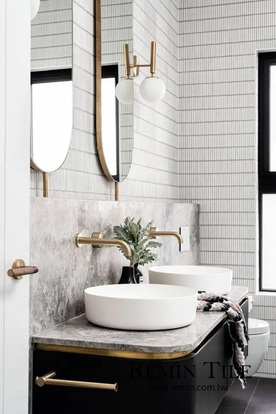 亮面細條窯變馬賽克 進口 9.2×1.2 石英磚 和風壁磚 亮白色 浴室壁磚