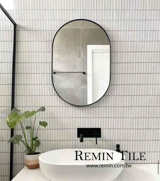 亮面細條窯變馬賽克 進口 9.2×1.2 石英磚 和風壁磚 亮白色 浴室壁磚