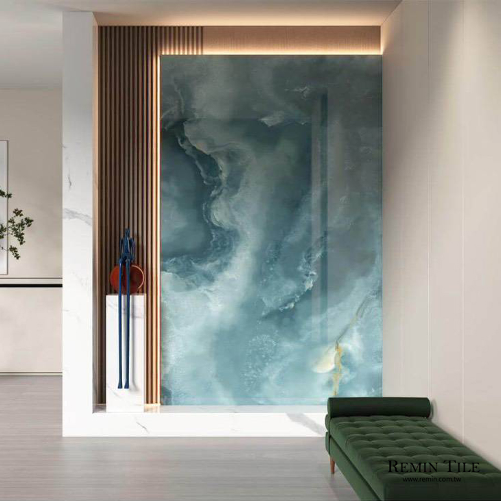 綠松玉 青玉 亮面石紋大板磚｜進口120×240石英磚｜客廳壁磚
