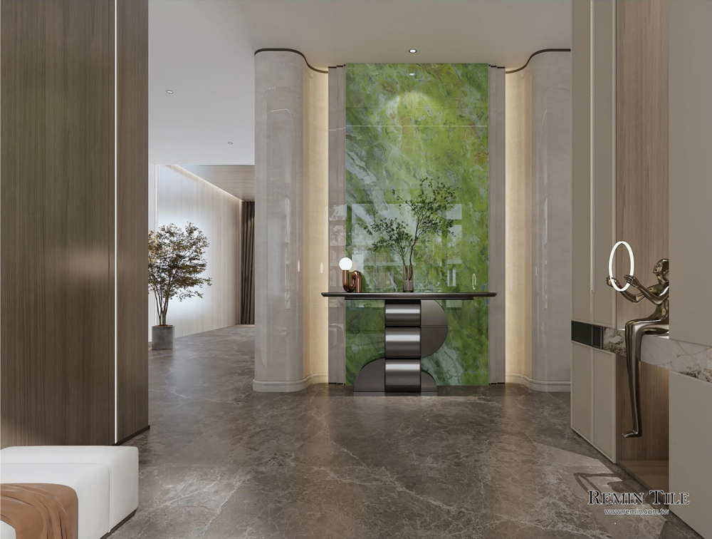 新愛爾蘭綠 亮面連紋石紋大板磚 120×270 綠色 客廳壁磚