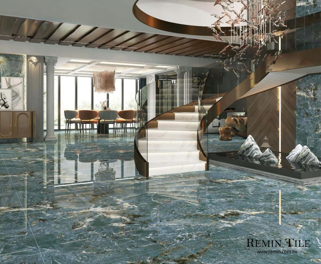 亞馬遜綠 亮面連紋石紋大板磚 進口 120×240 石英磚 客廳 商空 壁磚 地磚