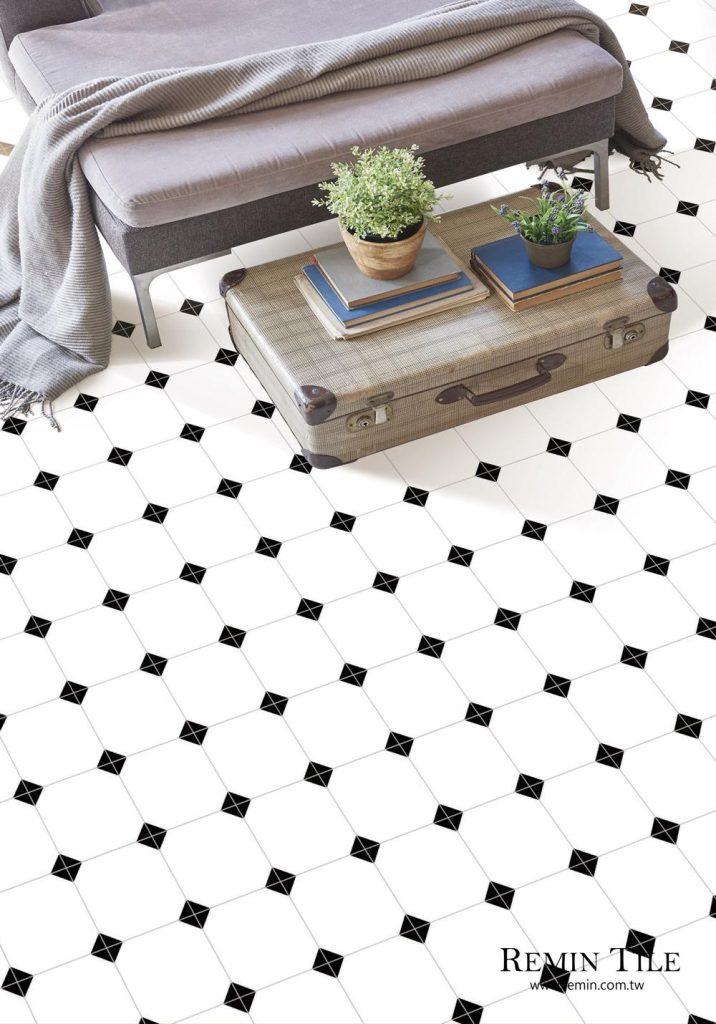 類八角水磨石 國產 20×20 石英磚 白色 客廳地磚