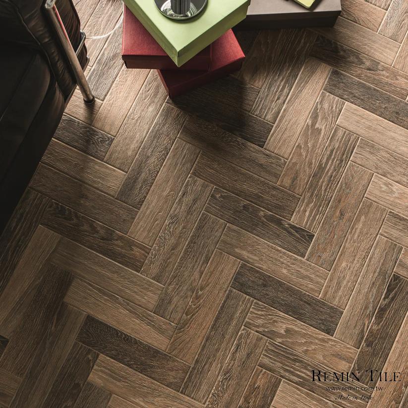 大亨小傳-木紋磚｜義大利7×28石英磚｜自然混色・人字拼木紋