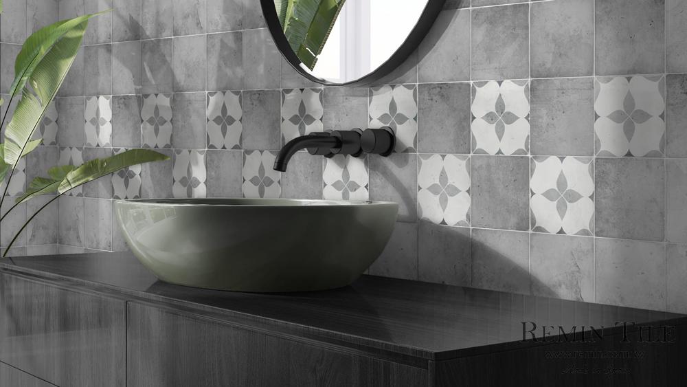 鄉村水洗 窯變花磚 西班牙 15×15 石英磚 復古地磚 復古壁磚 灰色 浴室壁磚