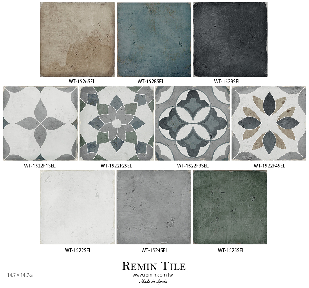 鄉村水洗 窯變花磚 西班牙 15×15 石英磚 復古地磚 復古壁磚 白色 米色 棕色 黑色 綠色 藍色 地磚 壁磚