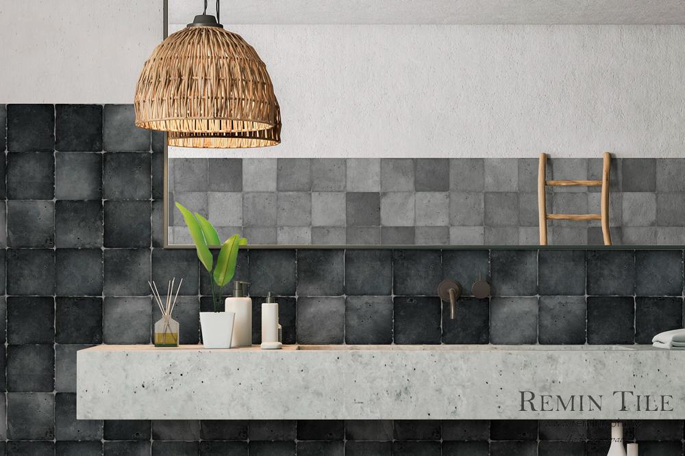 鄉村水洗 窯變花磚 西班牙 15×15 石英磚 復古地磚 復古壁磚 灰色 黑色 浴室壁磚