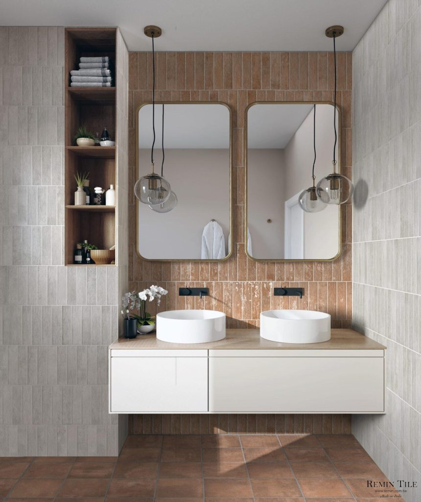 釉陶 手感復古磚 白色 紅色 12.5×25 石英磚 浴室壁磚