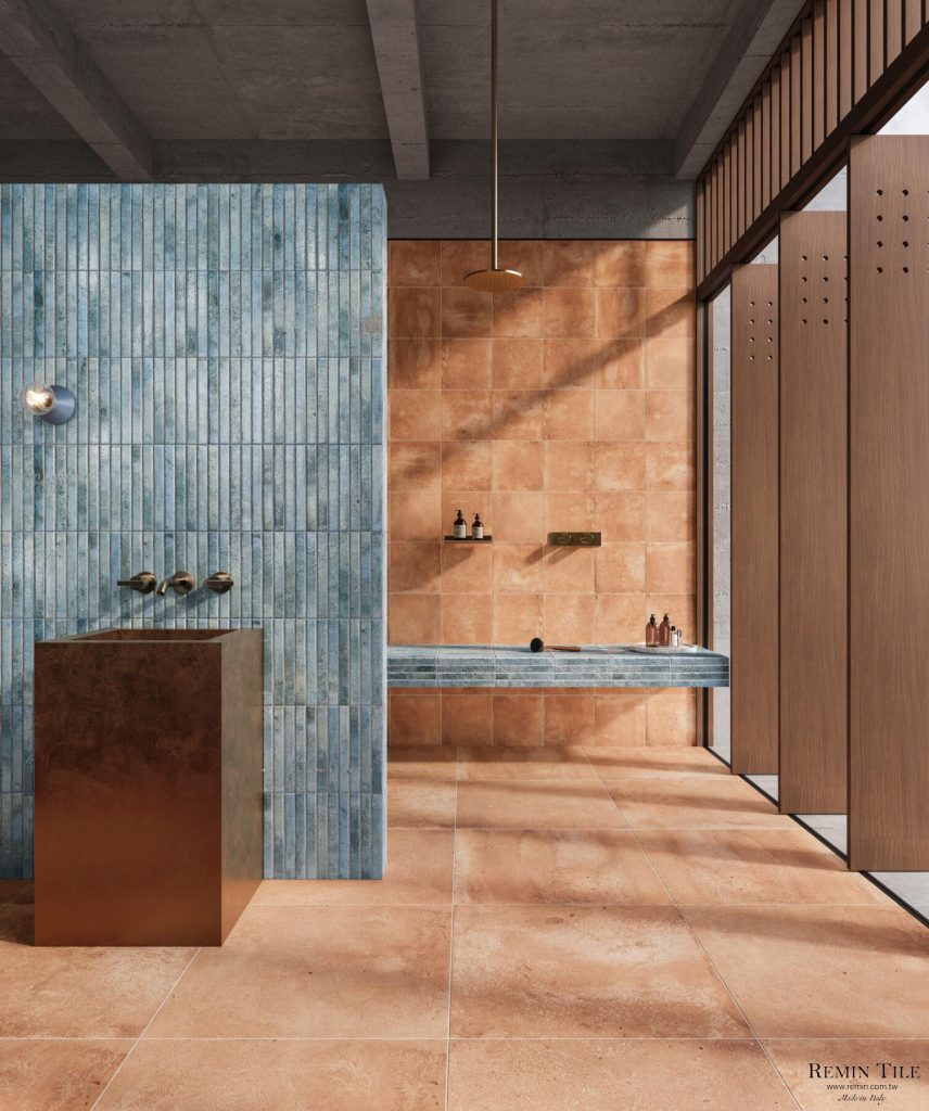 釉陶 手感復古磚 藍色 12.5×25 石英磚 浴室壁磚