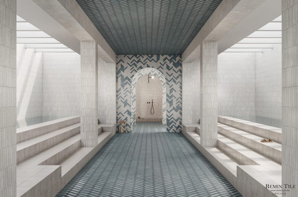 釉陶 手感復古磚 白色 藍色 12.5×25 石英磚 浴室壁磚