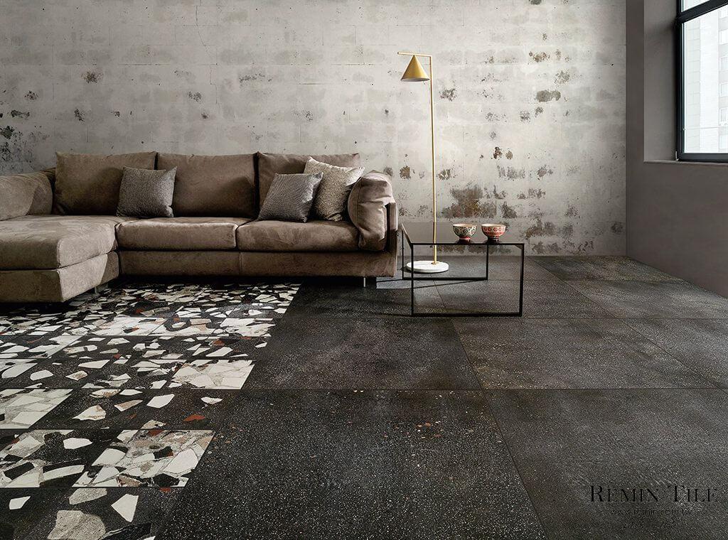 新礫石 磨石磚 義大利 黑花磚 30×30 石英磚 客廳地磚