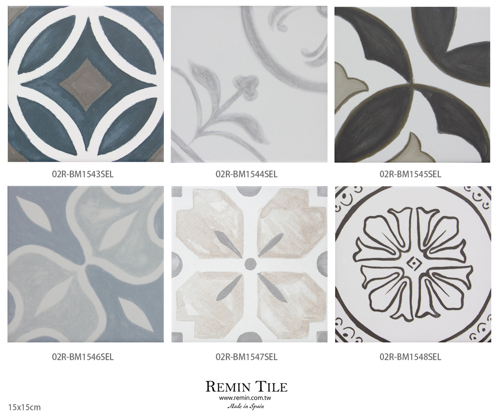 繪藝 霧面復古花磚 西班牙 15*15 地磚 壁磚