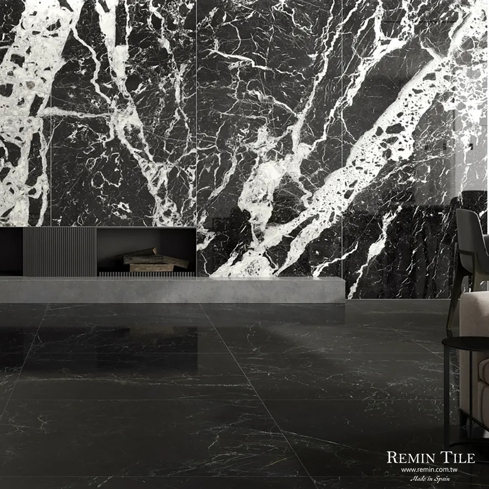 古馳黑 亮面石紋薄大板｜西班牙120×260石英｜壁磚 地磚