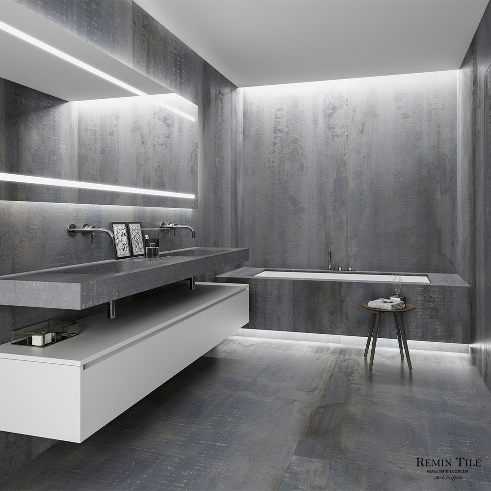 青銅 金屬薄大板｜西班牙120×260石英磚｜工業風地壁