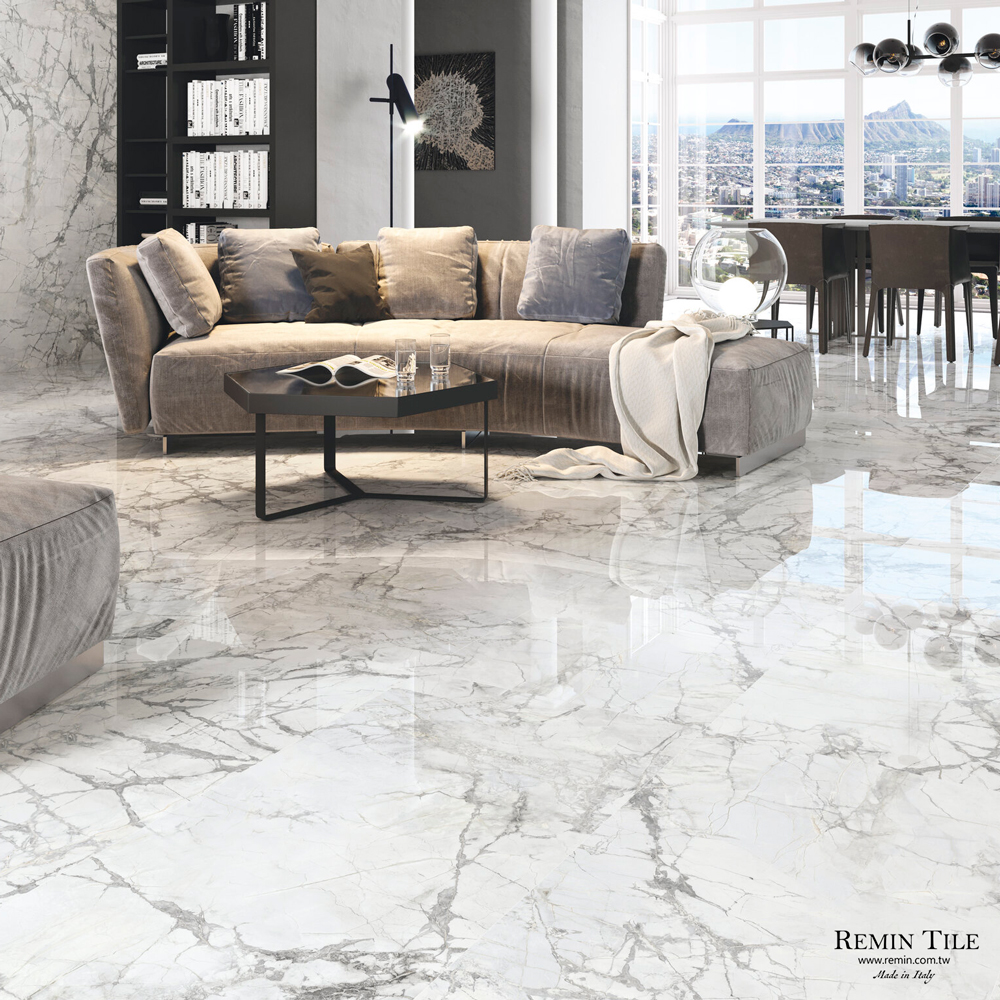 冰狐 亮面大理石紋薄大板｜義大利120×260石英｜豪宅商空壁磚 地磚