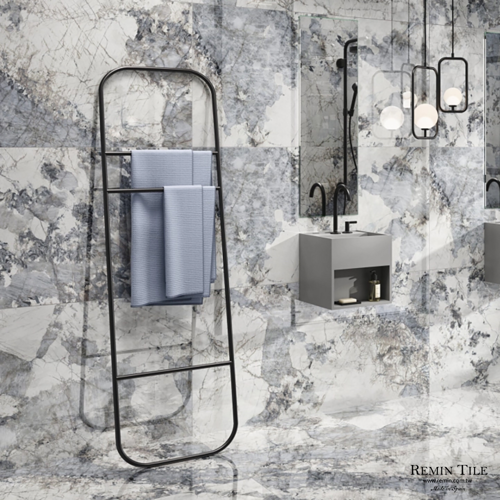 梵蒂岡藍 亮面石紋連紋薄大板｜西班牙120×280石英｜壁磚 地磚