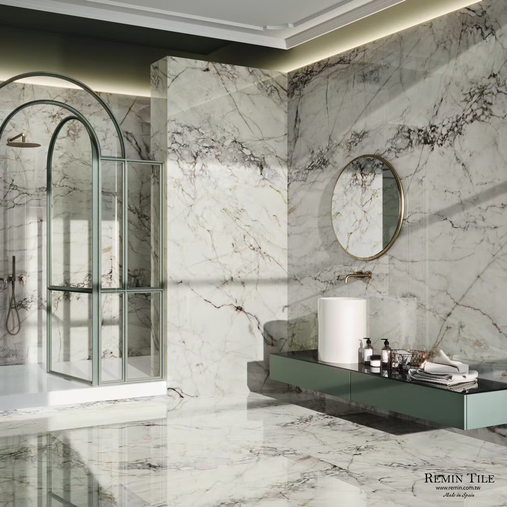 羊毛衫 亮面大理石紋薄大板｜西班牙120×280石英｜壁磚 地磚