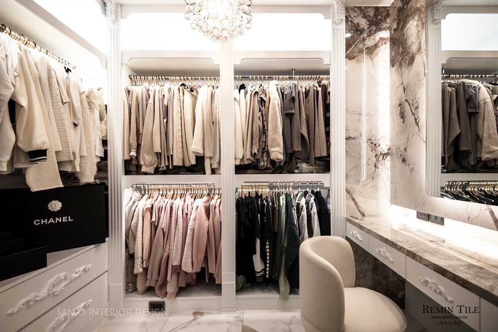 茶金 亮面大板磚 120×280 置衣間壁磚 白色 棕灰花紋