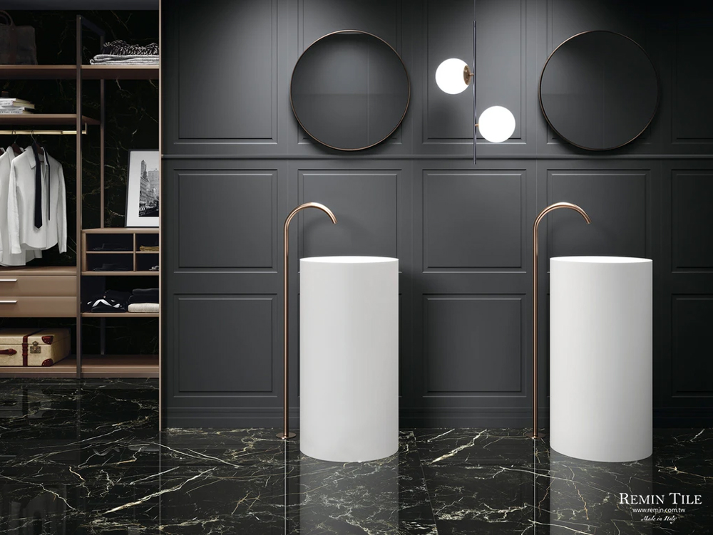 黑碧璽 亮面大理石紋薄大板 義大利 120*280 石英磚 浴室地磚