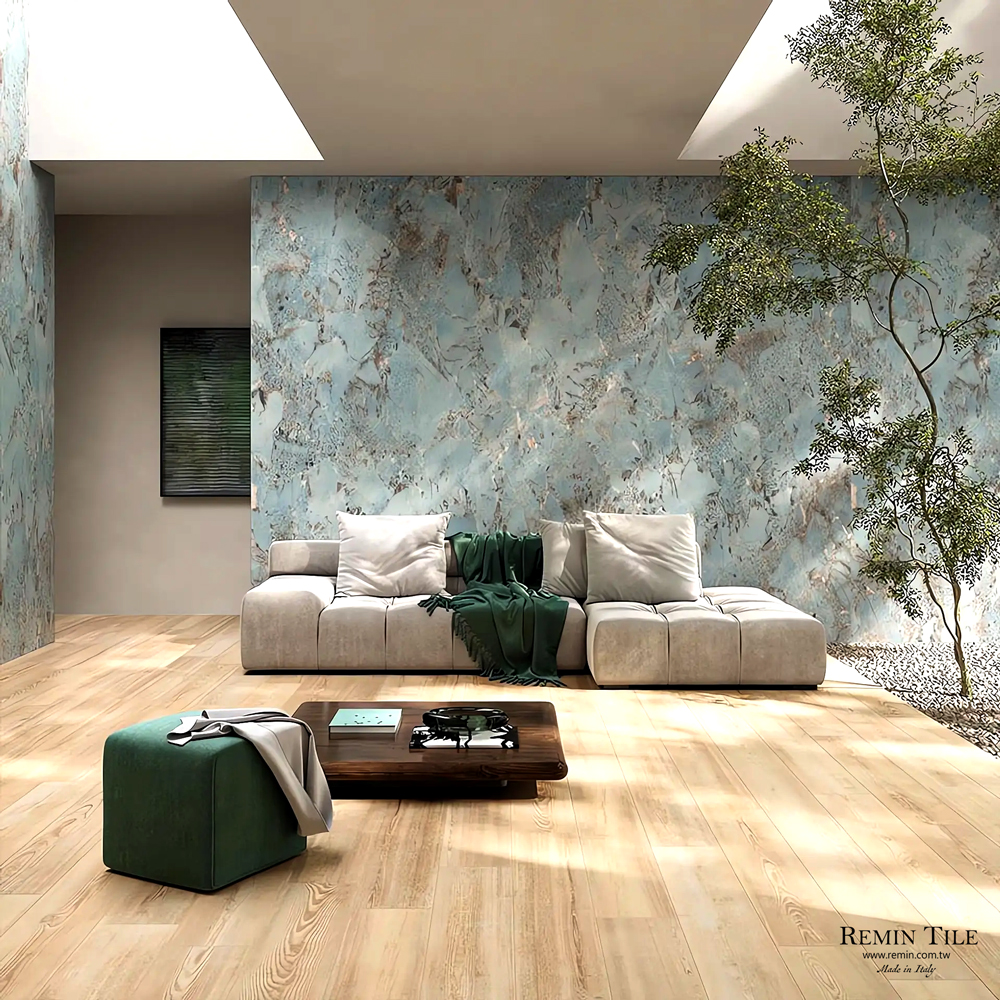 蒂芬妮 亮面連紋石紋薄大板 120*280 客廳壁磚 義大利 藍色