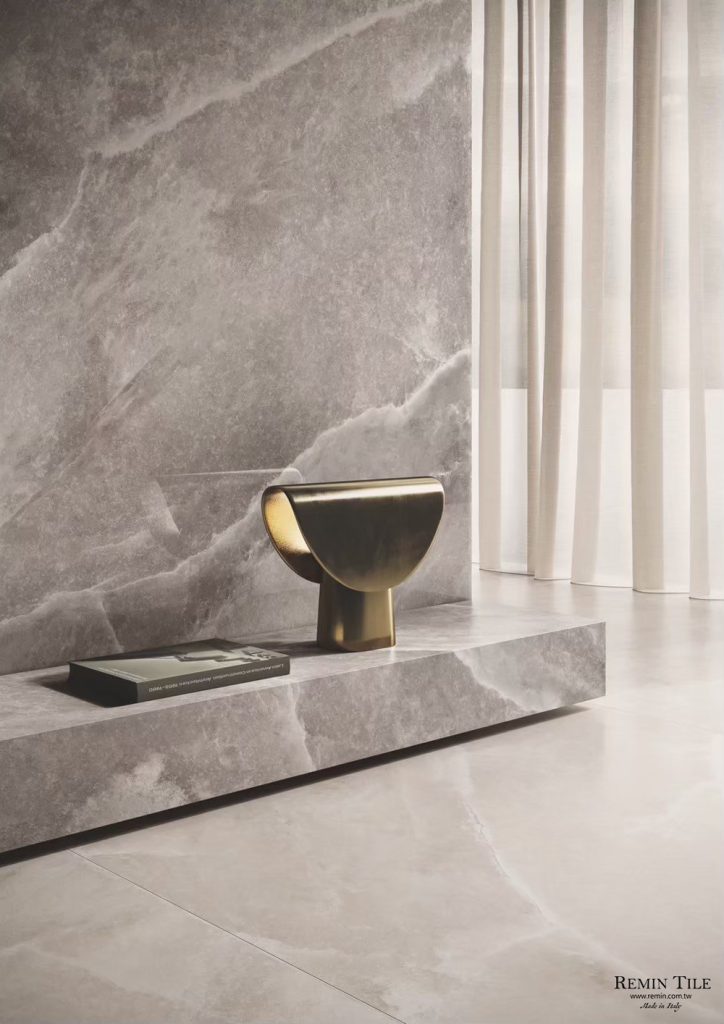 巔峰石 淺灰色 灰色 霧面板岩薄大板 義大利 120*278 石英磚 客廳壁磚 客廳地磚