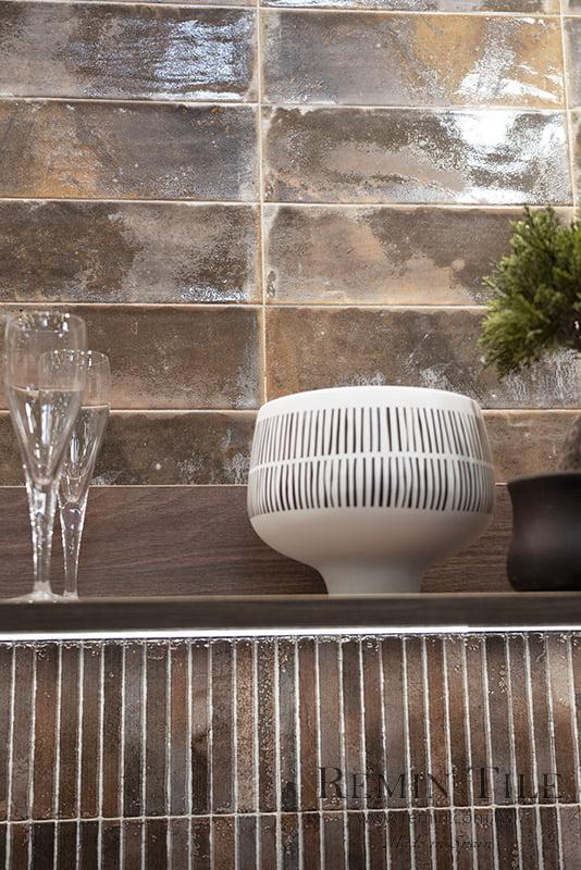 亞特蘭提斯 窯變馬賽克 西班牙進口 15*30 廚房壁磚 浴室壁磚 棕色