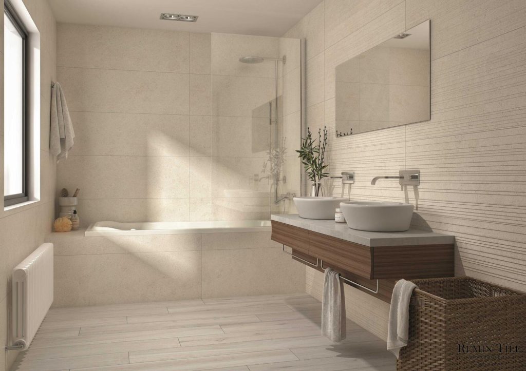 繆思 立體板岩磚 40*120*0.7 米色 浴室壁磚