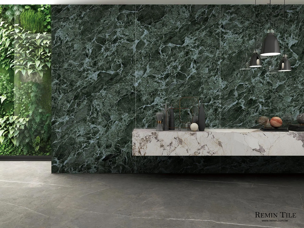 新普拉達綠 亮面石紋大板磚 進口 120×240 石英磚 電視牆磚 地磚 背景牆磚 輕奢風 綠色 蛇紋石 餐廳中島 餐廳地磚 客廳壁磚