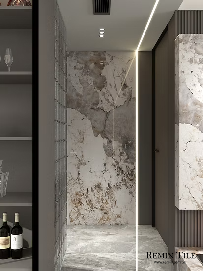 潘朵拉 亮面連紋石紋大板磚 120×270 3模面 大理石紋 白色 客廳壁磚 商空壁磚