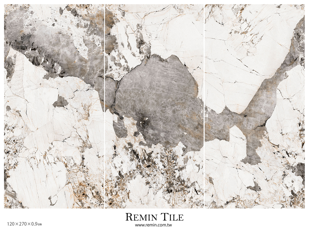 潘朵拉 亮面連紋石紋大板磚 120×270 3模面 大理石紋 白色 客廳壁磚 商空壁磚