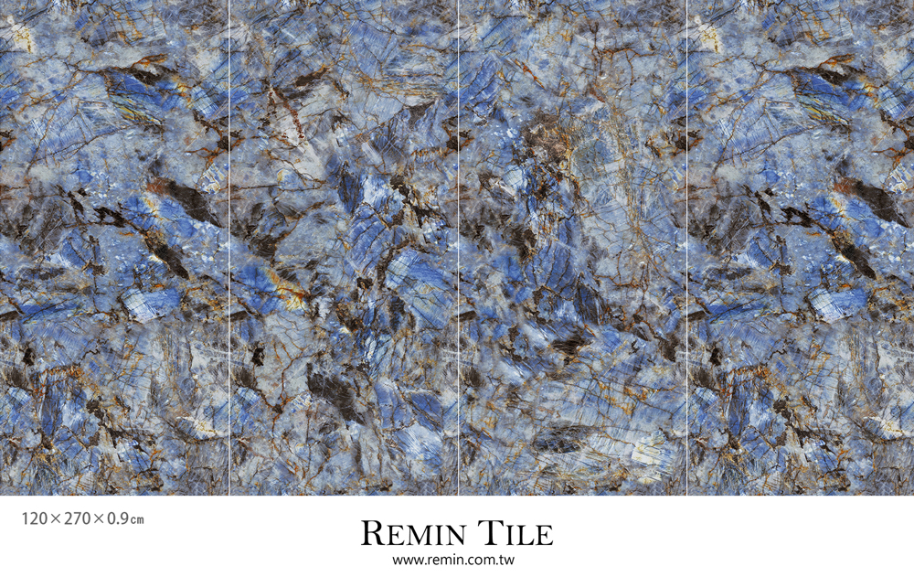 頂級藍寶石 亮面連紋石紋大板磚 120×270 9mm 薄板磚 客廳壁磚 商空壁磚 四方連續 藍色壁磚 挑高壁磚 樓中樓壁磚