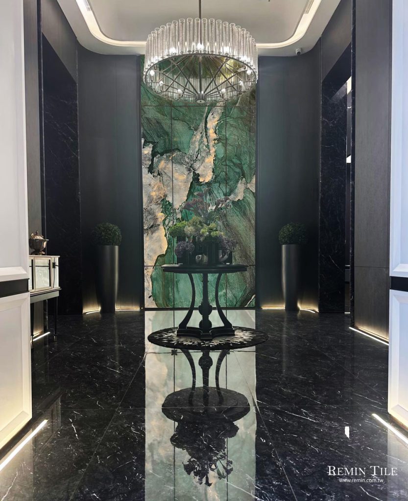 百達翡翠 亮面連紋石紋大板磚 120×270 9㎜ 綠色 客廳壁磚 商空壁磚 挑高壁磚 樓中樓壁磚