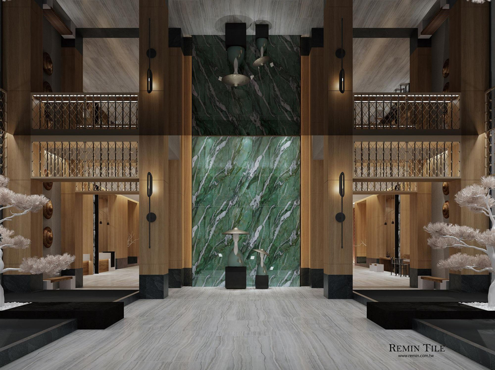 百達翡翠 亮面連紋石紋大板磚 120×270 9㎜ 綠色 客廳壁磚 商空壁磚 挑高壁磚 樓中樓壁磚