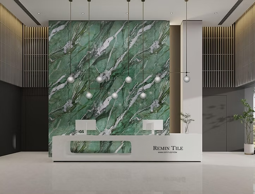 百達翡翠 亮面連紋石紋大板磚 120×270 9㎜ 綠色 客廳壁磚 商空壁磚 挑高壁磚 樓中樓壁磚