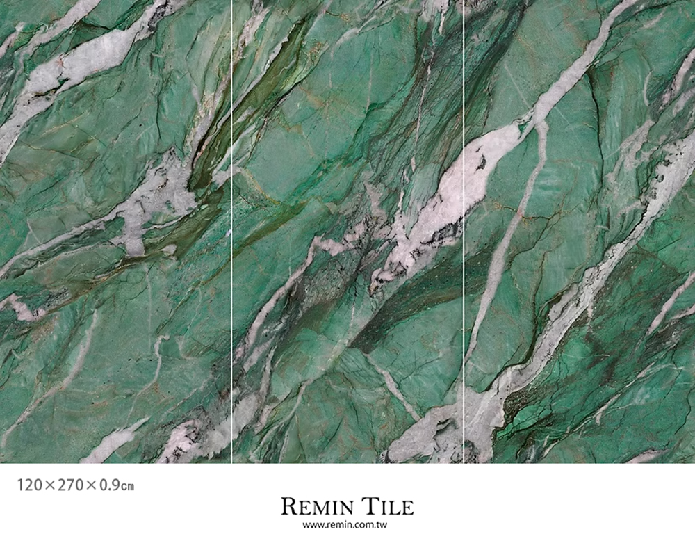 百達翡翠 亮面連紋石紋大板磚 120×270 9㎜ 綠色 客廳壁磚 商空壁磚 挑高壁磚 樓中樓壁磚